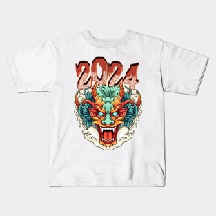 Chinese New Year 2024 Year of The Dragon Head Kids T-Shirt
